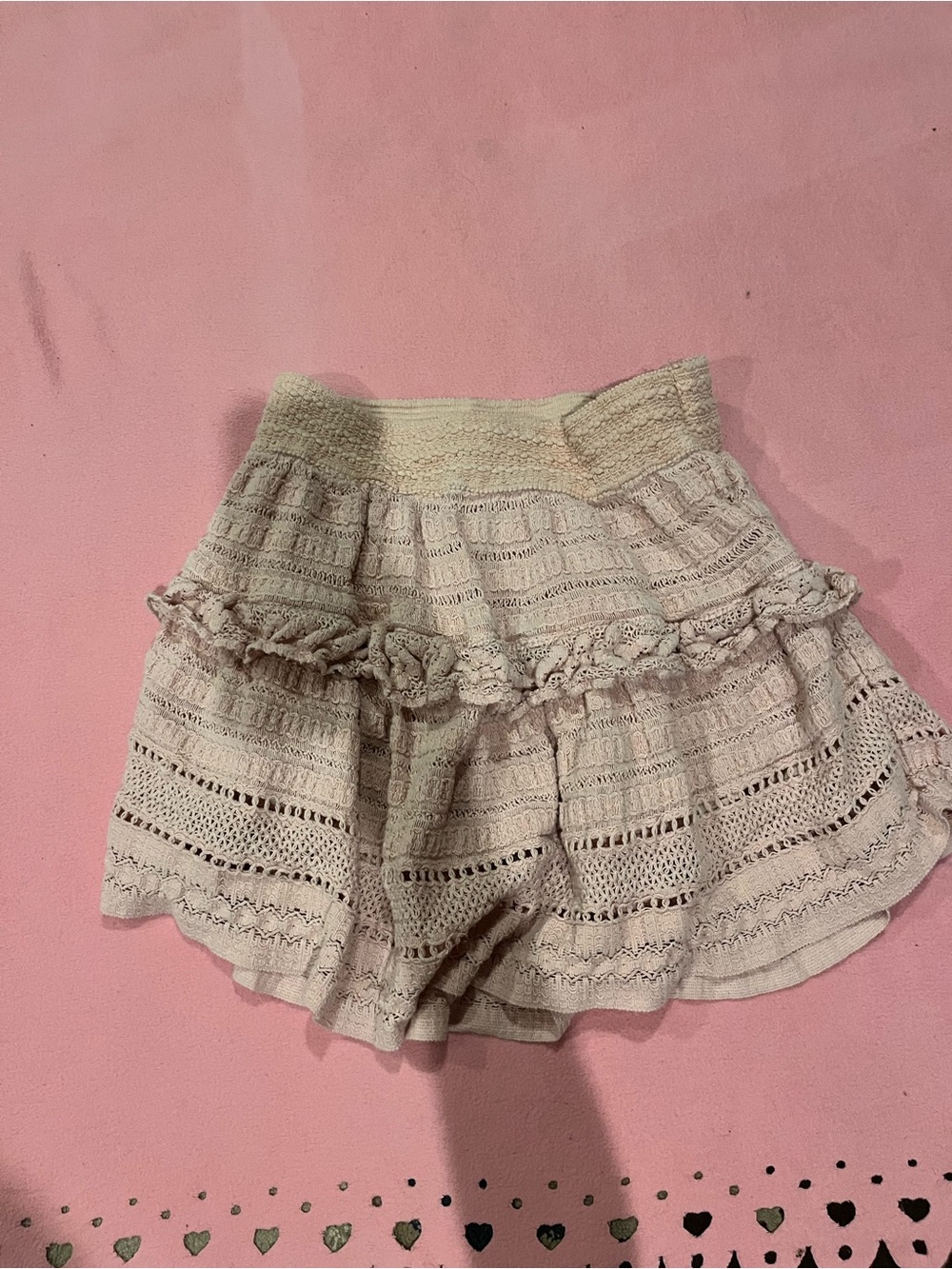 aerie Blush Pink Tiered Lace Shorts
